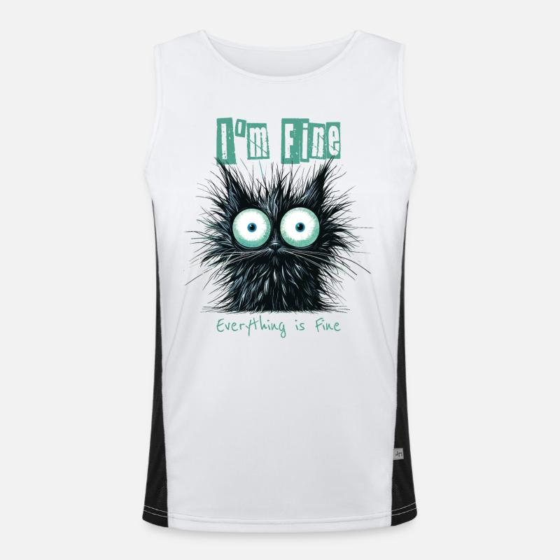 Zerzauste Katze I'm Fine Everything is Fine Funktionelles Kontrast-Tank Top für Männer 