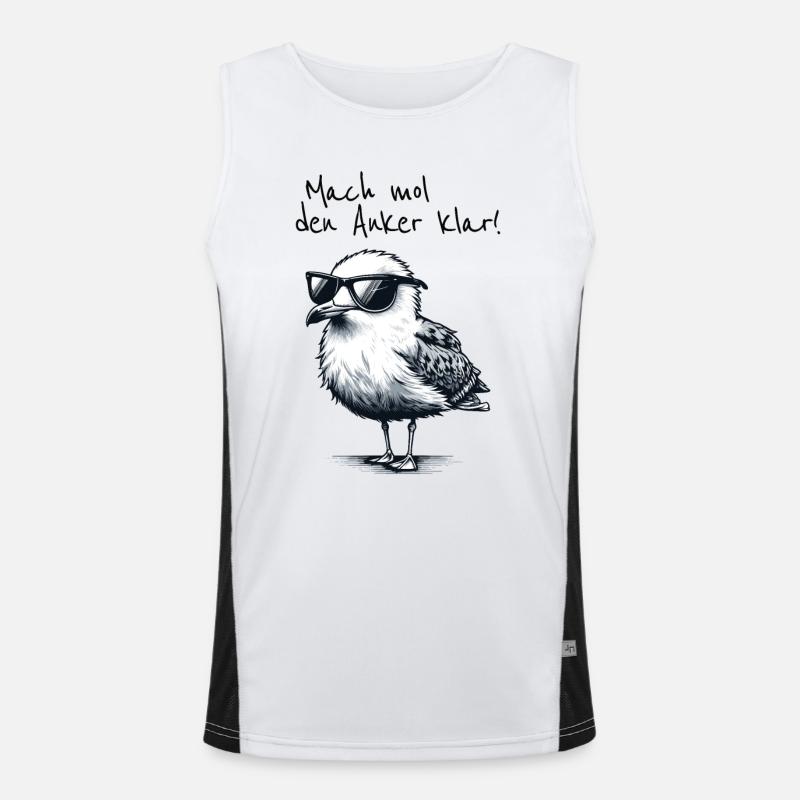 Mach mol den Anker klar Coole Seemöwe Spruch Funktionelles Kontrast-Tank Top für Männer 