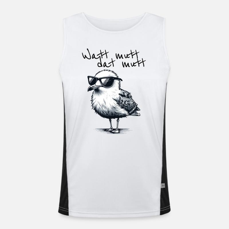 Watt mutt dat mutt Coole Möwe Nordsee Spruch Men's Functional Contrast Tank Top 