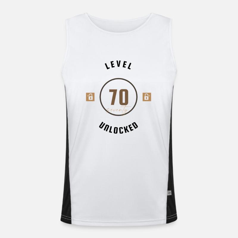 70. Geburtstag Level seventy unlocked, Geschenk Funktionelles Kontrast-Tank Top für Männer 