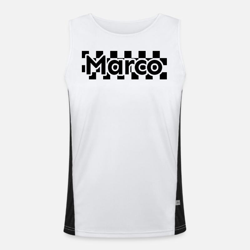 Checkerboard Text First Name Man Last Name Marco Men's Functional Contrast Tank Top 