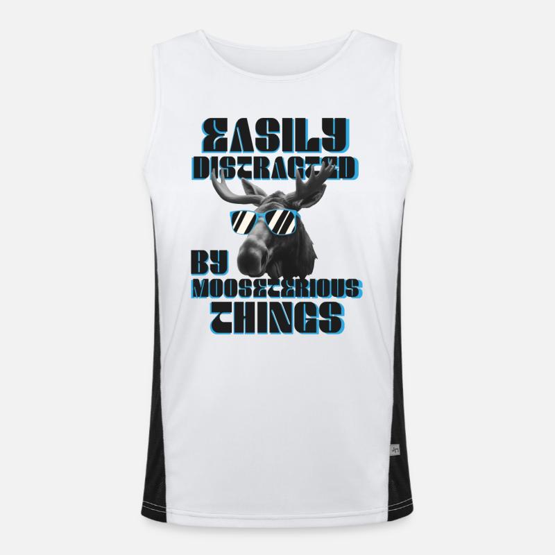 Easily Distracted Funny Moose Moose Men's Functional Contrast Tank Top 