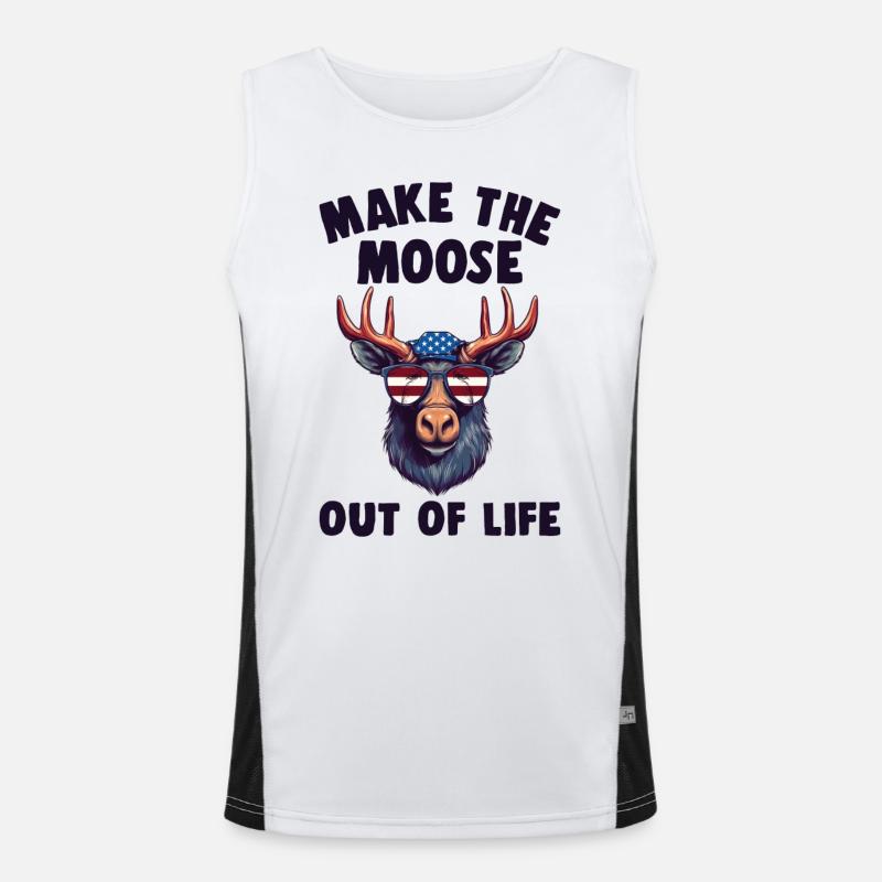 Aus Dem Leben Einen Elch Machen Cooler Elch Funktionelles Kontrast-Tank Top für Männer 