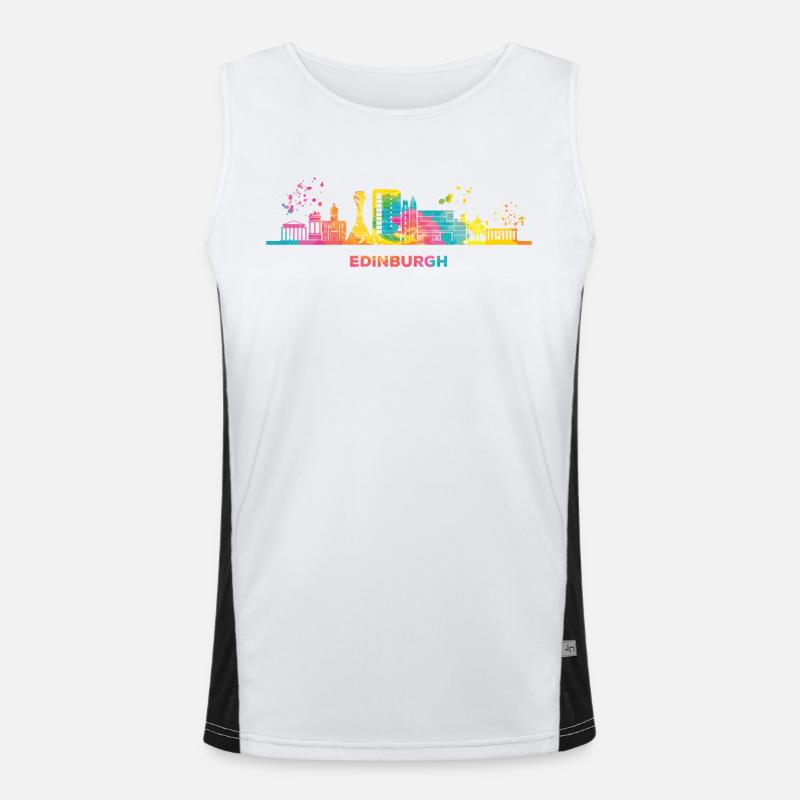 Edinburgh Skyline Cityscape Edinburgh Men's Functional Contrast Tank Top 