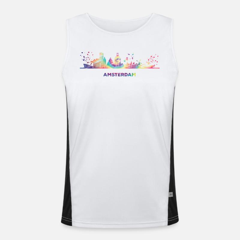 Amsterdam Skyline Amsterdam Funktionelles Kontrast-Tank Top für Männer 