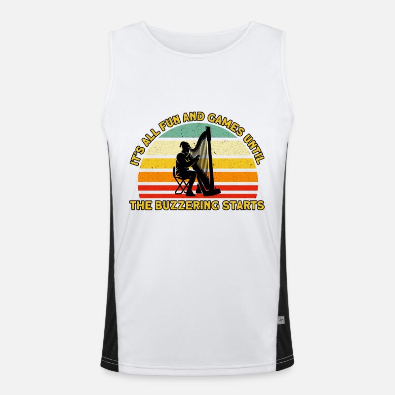 Harpist Fun and Game Buzzing Begins Gift Men's Functional Contrast Tank Top 
