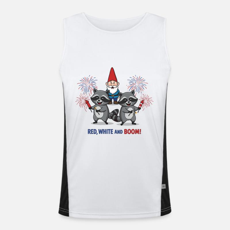 Raton laveur 4 juillet Feu d’artifice Débardeur respirant contrasté Homme 
