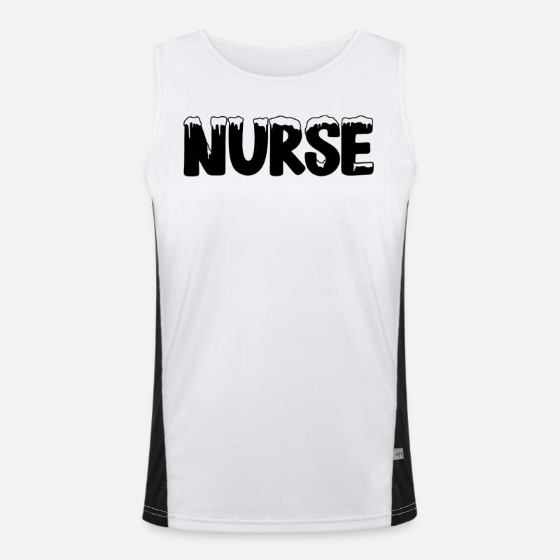 Text Eis Weihnachten Kostüm Krankenschwester Funktionelles Kontrast-Tank Top für Männer 