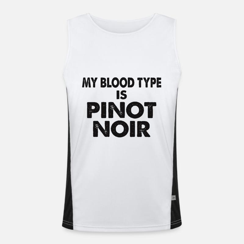 My Blood Type is Pinot Noir Red Wine Saying Men's Functional Contrast Tank Top 