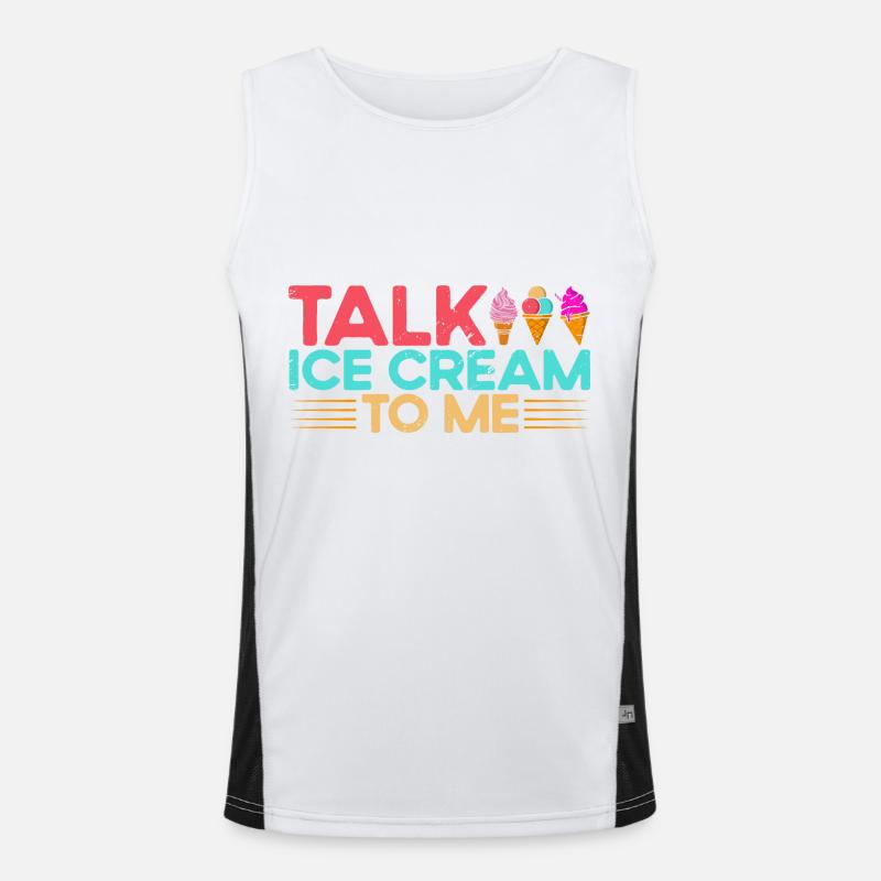 Sprich Eiscreme mit mir Eiscreme Geschenk Funktionelles Kontrast-Tank Top für Männer 