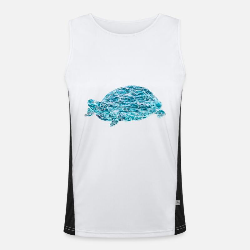 turtle, toad, animals, nature - Men's Functional Contrast Tank Top  - white/black