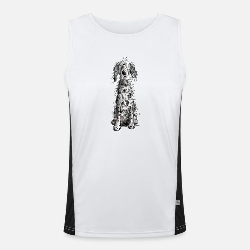 Lustiger Englischer Setter I Hunde Comic Geschenk Funktionelles Kontrast-Tank Top für Männer 