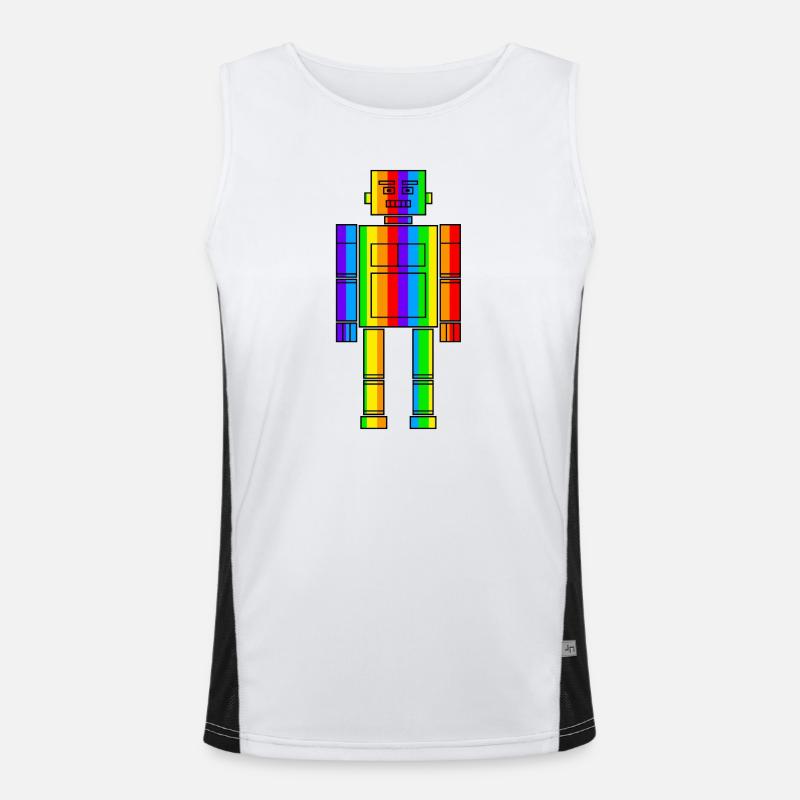 Regenbogen Roboter Funktionelles Kontrast-Tank Top für Männer 