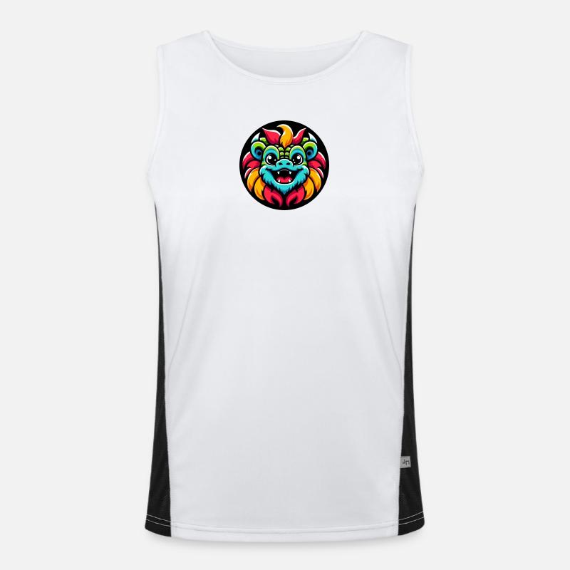 Drache bunt Comic Funktionelles Kontrast-Tank Top für Männer 