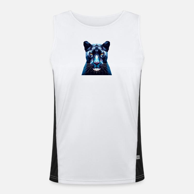 Ein blauer Panther im Polygon-Stil Funktionelles Kontrast-Tank Top für Männer 