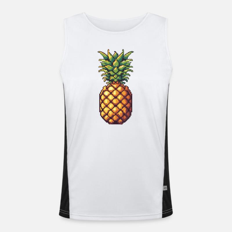 Pixel Pineapple Retro Pixel Art Men's Functional Contrast Tank Top 