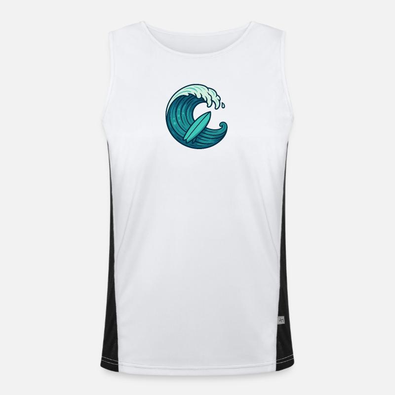 Surf Wave – Retro Surfboard Design Men's Functional Contrast Tank Top 