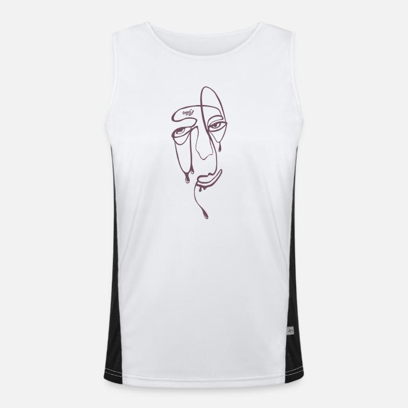 Tear Lines Portrait - Men's Functional Contrast Tank Top  - white/black