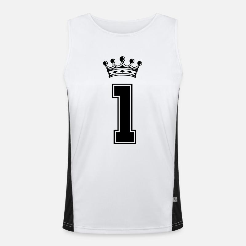 1 crown - Men's Functional Contrast Tank Top - white/black
