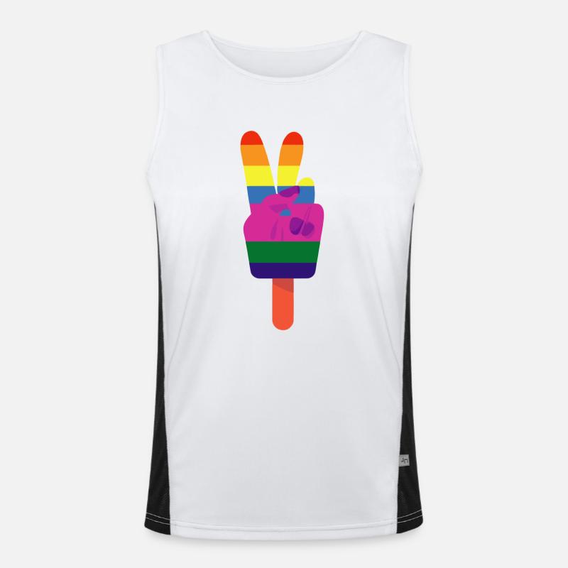 Eis am Stiel Friedenszeichen Peace Regenbogen Funktionelles Kontrast-Tank Top für Männer 
