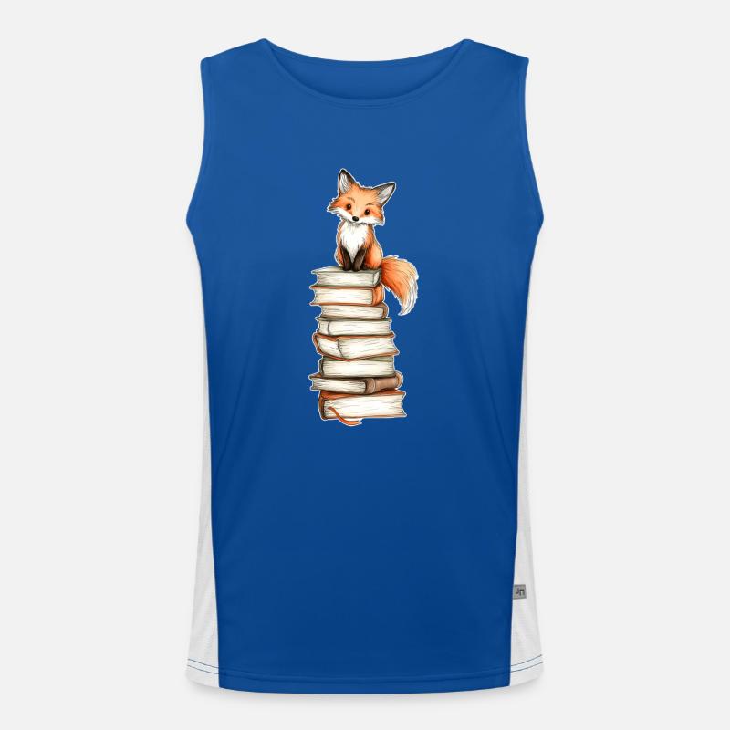 Fuchs auf Bücherstapel Funktionelles Kontrast-Tank Top für Männer 