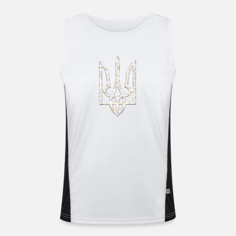 Ukraine Wappen Gerfalke Trident Dreizack Marmor Funktionelles Kontrast-Tank Top für Männer 