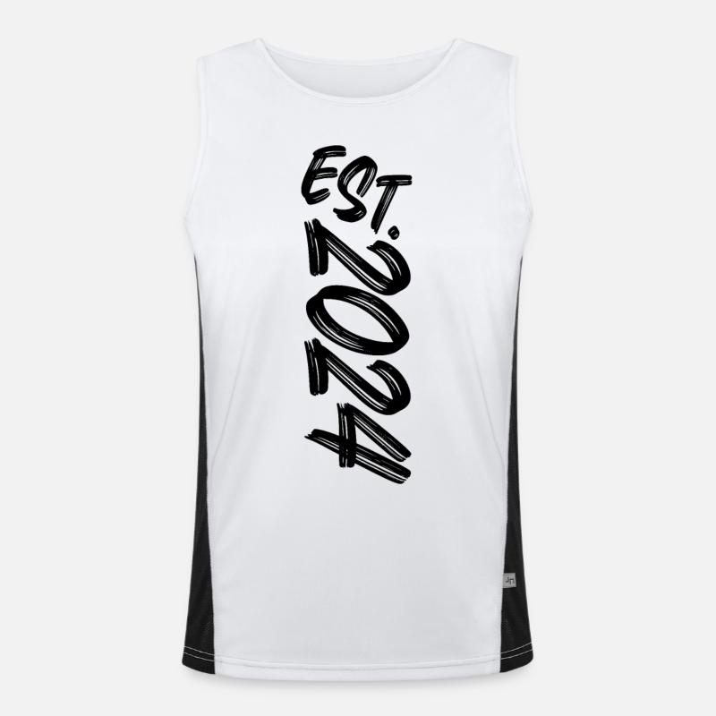 Est. 2024 - personalize - personalization - Men's Functional Contrast Tank Top  - white/black