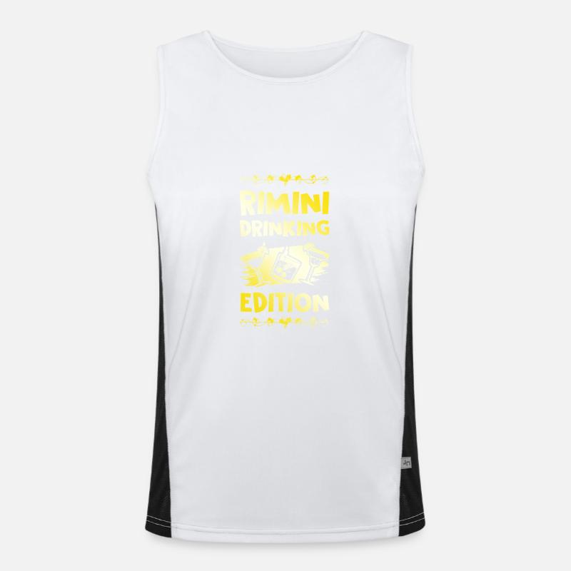 Rimini Drinking Saying - Men's Functional Contrast Tank Top  - white/black