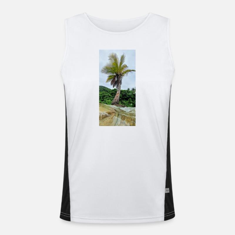 Palm Trees Turned Towards the Sky Nature Men's Functional Contrast Tank Top 