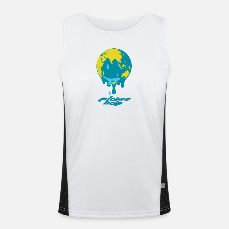 Global Warming Globe Men's Functional Contrast Tank Top 