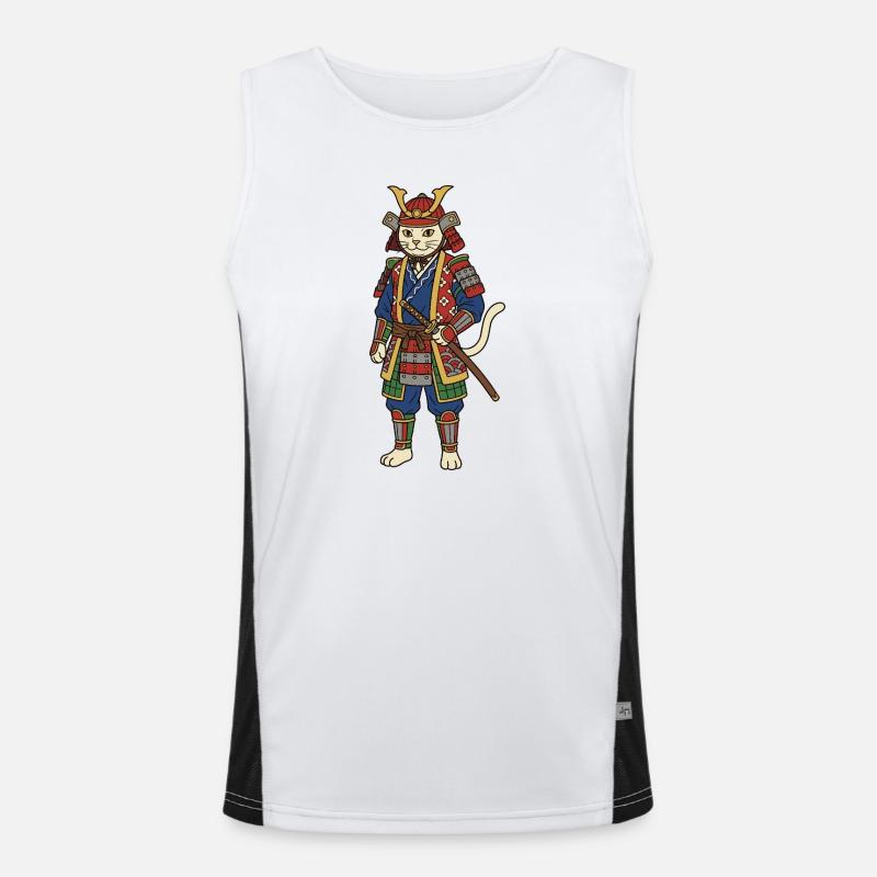 cat samurai - Men's Functional Contrast Tank Top - white/black