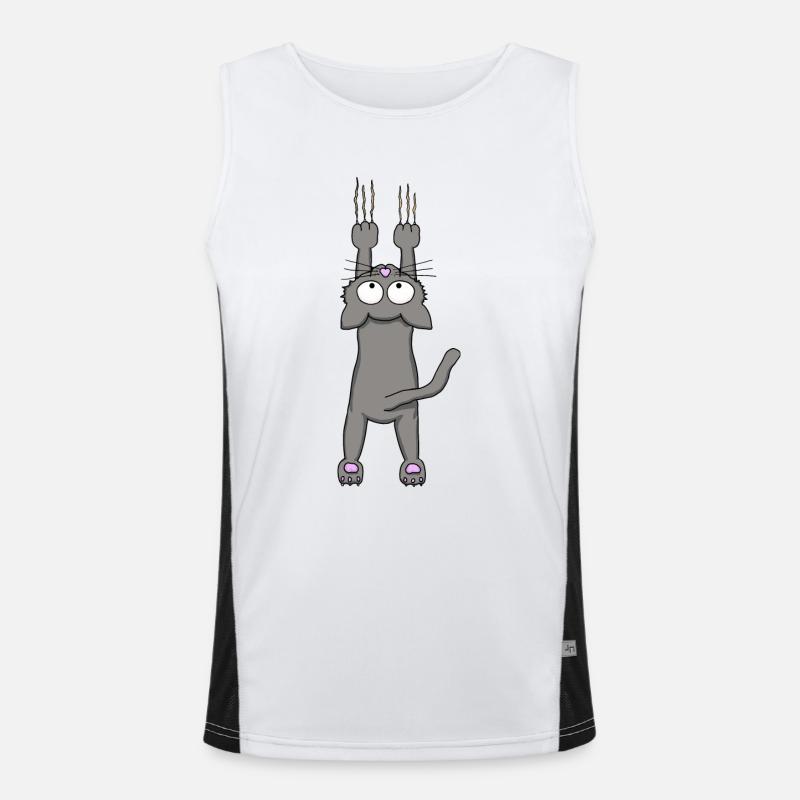 Graue Katze Funktionelles Kontrast-Tank Top für Männer 