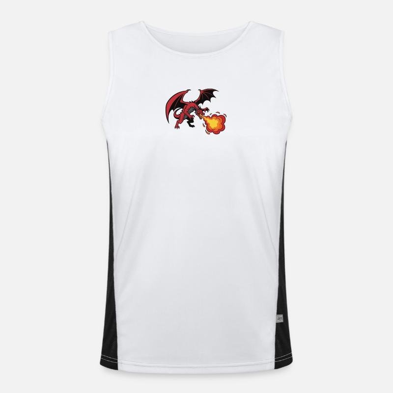 Conception de souffle de feu dragon rouge Débardeur respirant contrasté Homme 