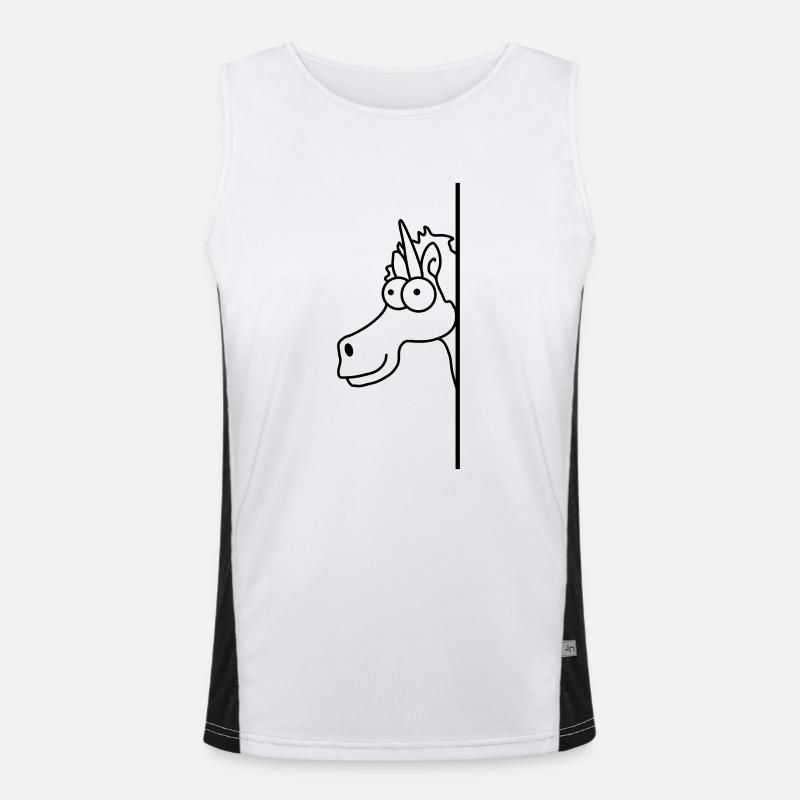 Lustiges verrücktes Cartoon Comic Einhorn Funktionelles Kontrast-Tank Top für Männer 