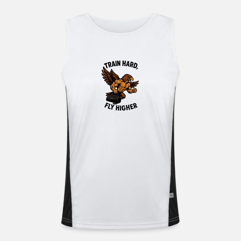 TRAIN HARD, FLY HIGHER Funktionelles Kontrast-Tank Top für Männer 