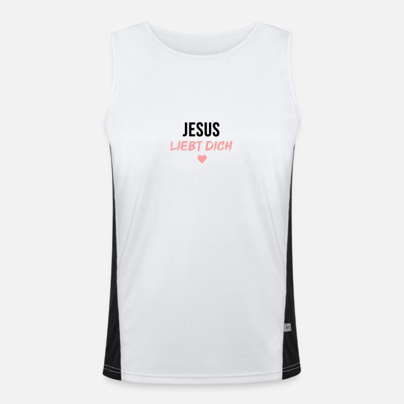 Jesus liebt dich - Herz Funktionelles Kontrast-Tank Top für Männer 