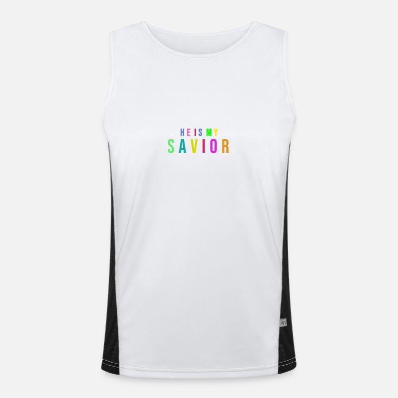 He is my savior - Savior Jesus Christ - Scripture Men's Functional Contrast Tank Top 