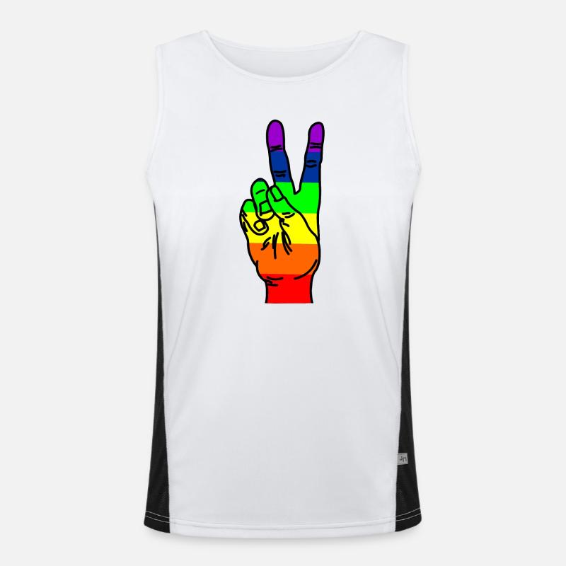 Regenbogen-Handfrieden Funktionelles Kontrast-Tank Top für Männer 