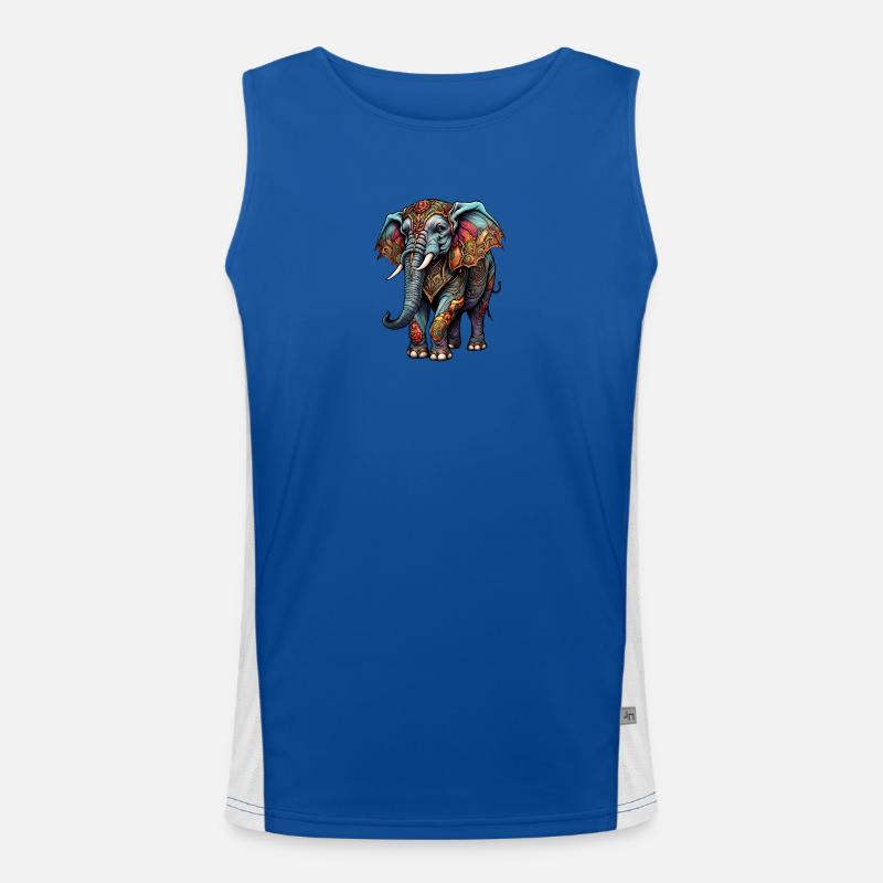 Ornament Elefant Kunst Funktionelles Kontrast-Tank Top für Männer 