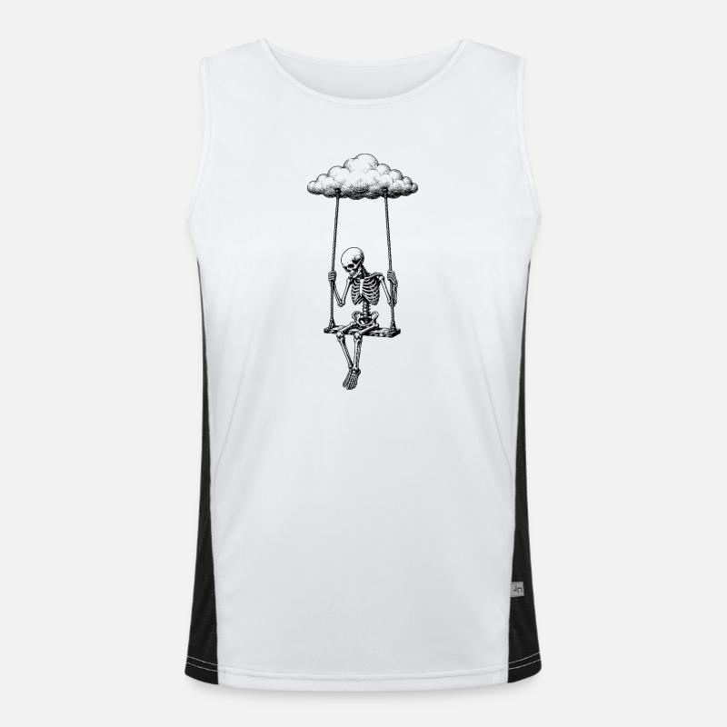 Skeleton on cloud swing motif - Men's Functional Contrast Tank Top - white/black