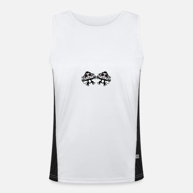Monkey Beer Party Team - Men's Functional Contrast Tank Top  - white/black