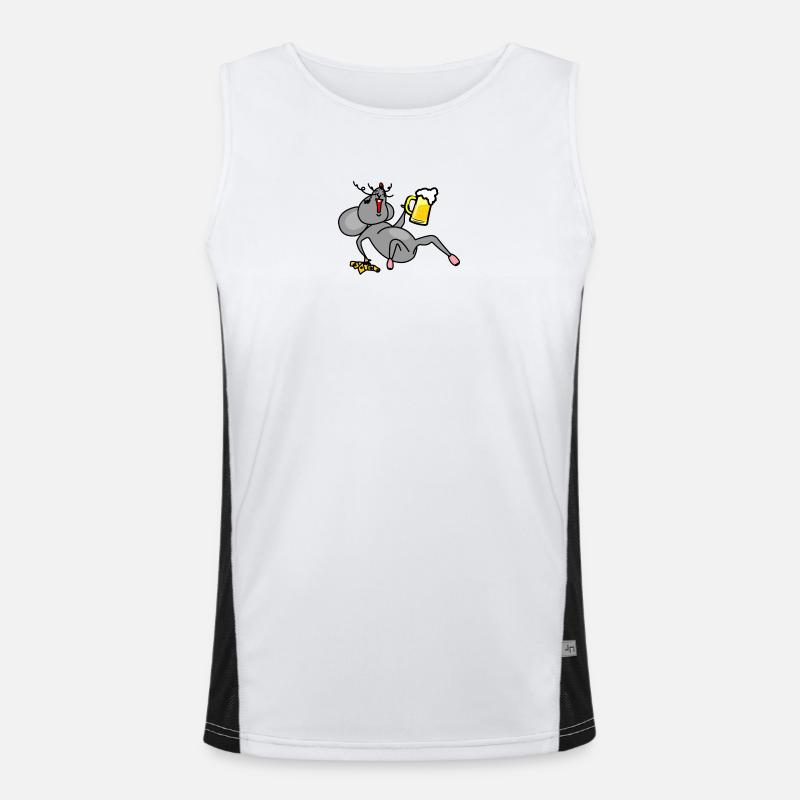 Mouse drunk with beer and cheese Men's Functional Contrast Tank Top 