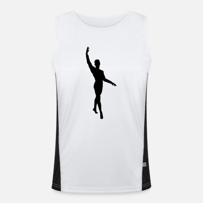 Vector Ballet dancer Silhouette - Men's Functional Contrast Tank Top  - white/black