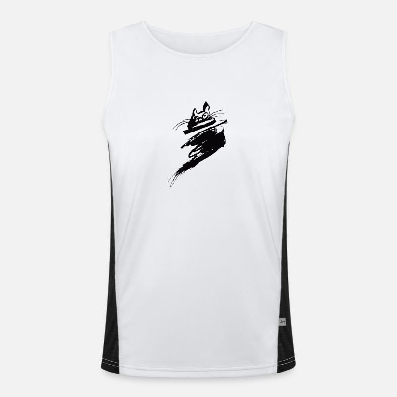 Hurricane Cat - Men's Functional Contrast Tank Top  - white/black