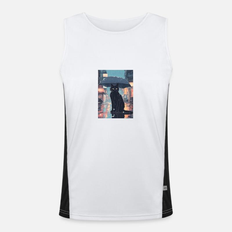 Cute Grumpy Black Cat Men's Functional Contrast Tank Top 