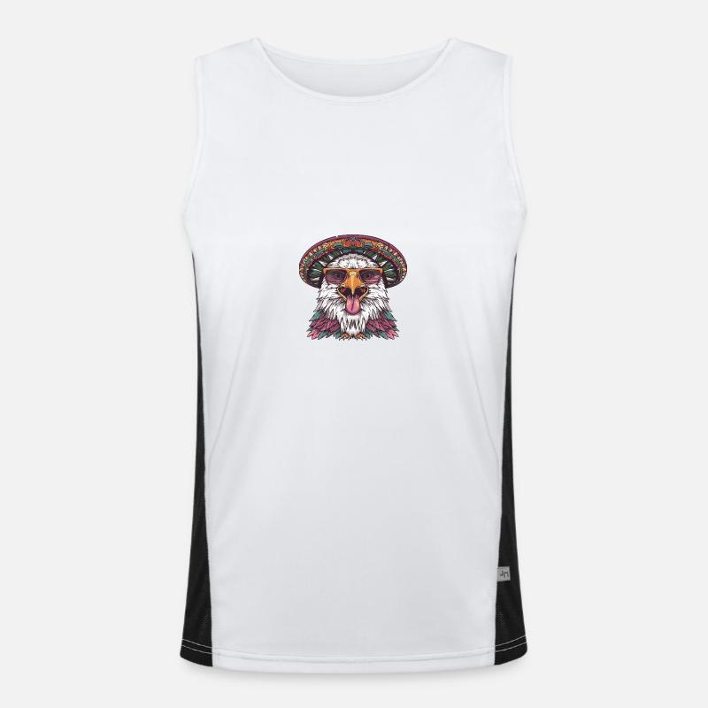 Eagle Comic Funny Sombrero - Men's Functional Contrast Tank Top  - white/black
