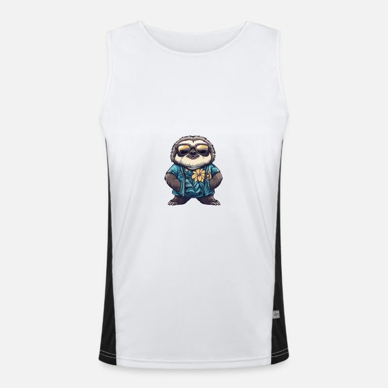 Faultier Comic Urlaub Funktionelles Kontrast-Tank Top für Männer 