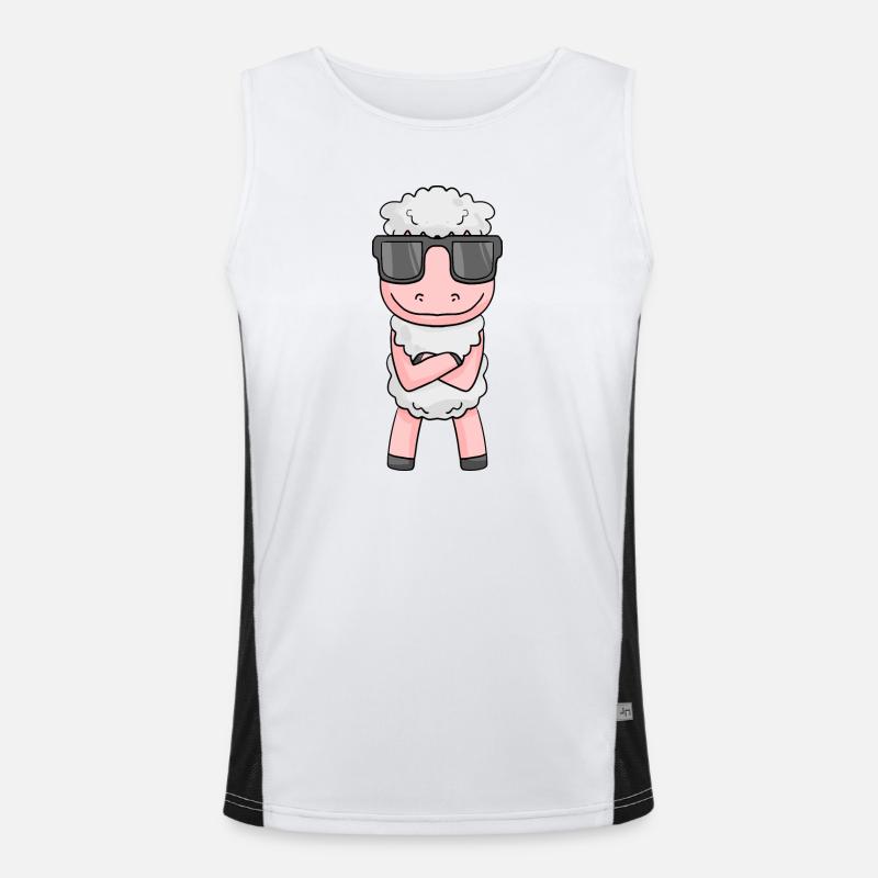 cool sheep with sunglasses - Men's Functional Contrast Tank Top - white/black