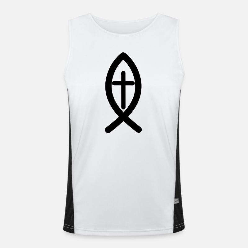 Jesus-Symbol Funktionelles Kontrast-Tank Top für Männer 