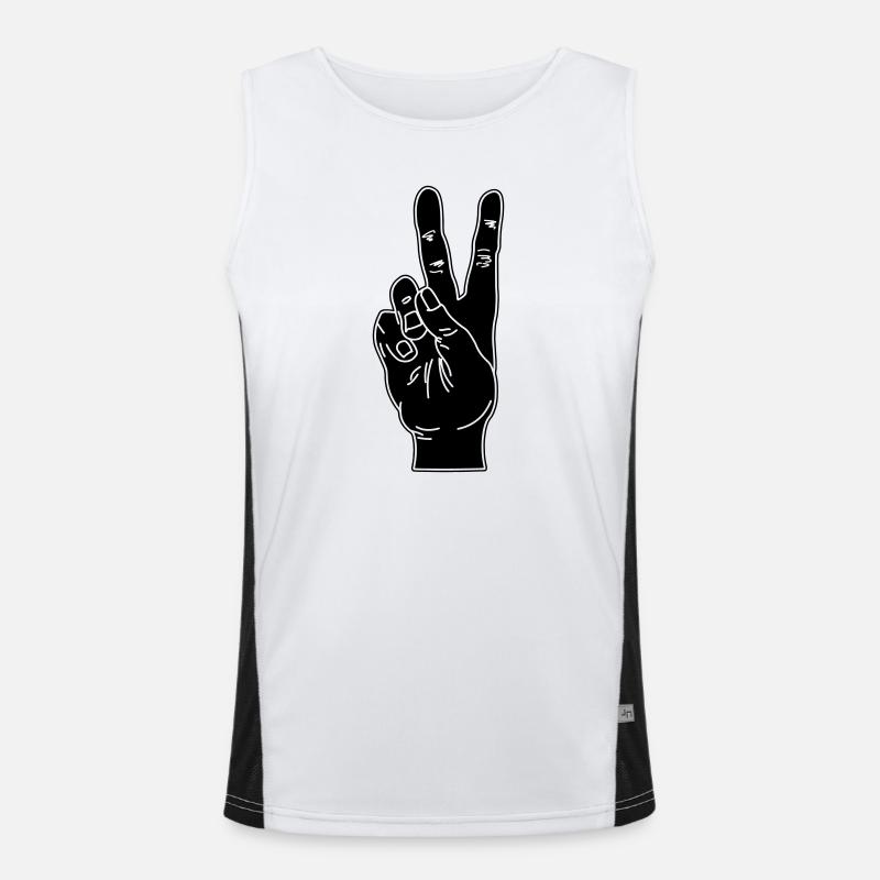 Black hand gesture peace - Men's Functional Contrast Tank Top  - white/black